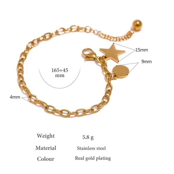 new Unique 18k Gold Plated Chain Star Celestial Layering Bracelet - Picture 7 of 12